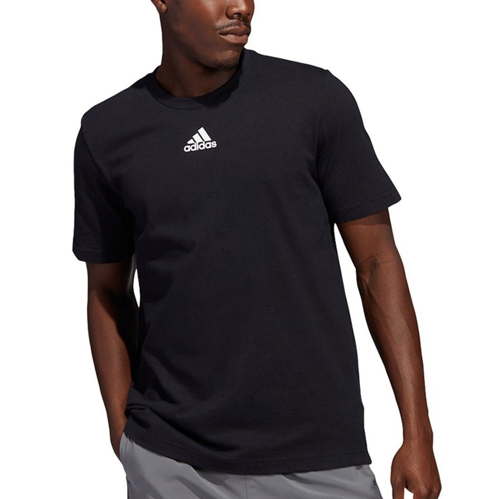 Adidas Men's Small Tall Fresh Short Sleeve Black T-Shirt White Logo HS0839 NWT‎
